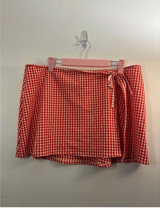 Shade & Shore Dresses & Skirts - Shade & Shore Red White Gingham Checkered Plaid Swim Skirt Cover Up Size Large